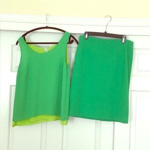 Matching green/lime green top w skirt